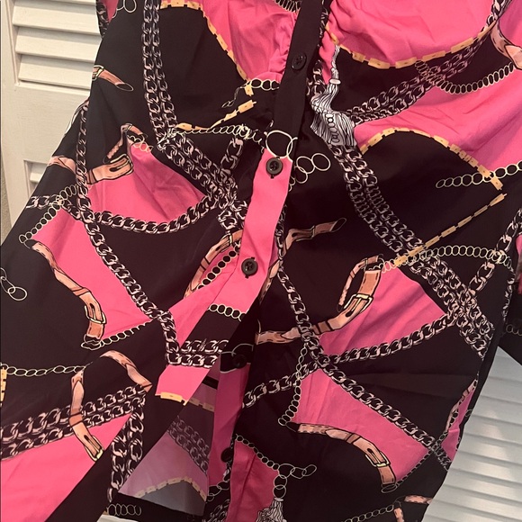 #*68**Pink and Black Chain Pattern Dress - Picture 3 of 10